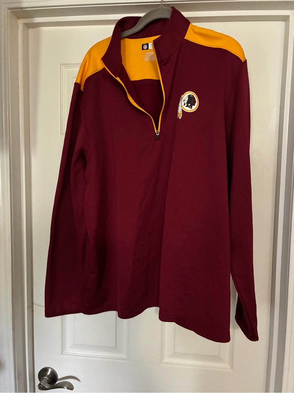 Team Apparel Men's Maroon & Gold Zip Pullover. Washington red skins.